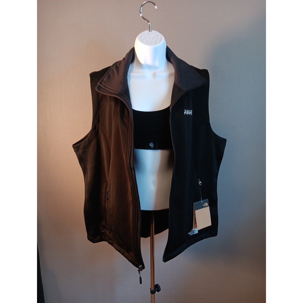 The North Face Black Full Zip Windwall Vest Womens XL Classic AWARE EMBROIDERY - Picture 9 of 12